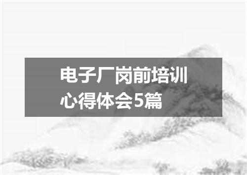 电子厂岗前培训心得体会5篇