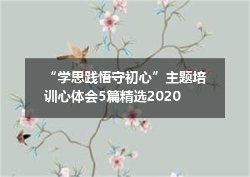 “学思践悟守初心”主题培训心体会5篇精选2020
