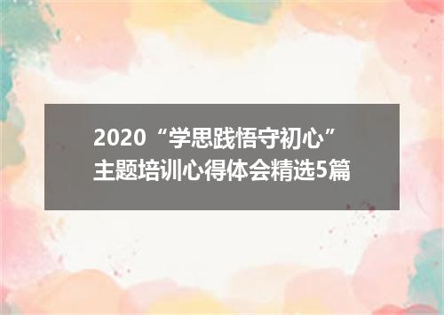 2020“学思践悟守初心”主题培训心得体会精选5篇