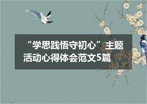 “学思践悟守初心”主题活动心得体会范文5篇