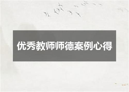 优秀教师师德案例心得