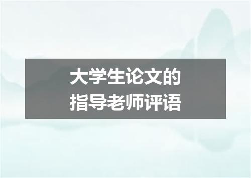 大学生论文的指导老师评语