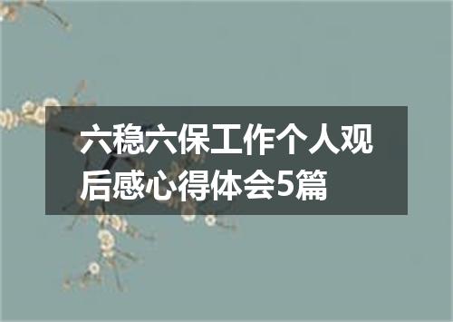 六稳六保工作个人观后感心得体会5篇