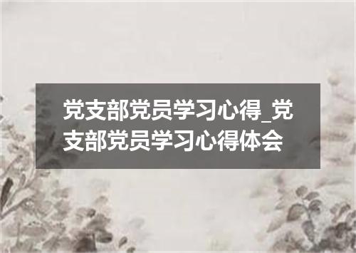 党支部党员学习心得_党支部党员学习心得体会