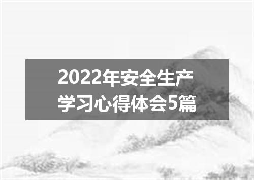 2022年安全生产学习心得体会5篇