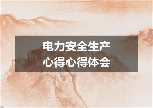 电力安全生产心得心得体会