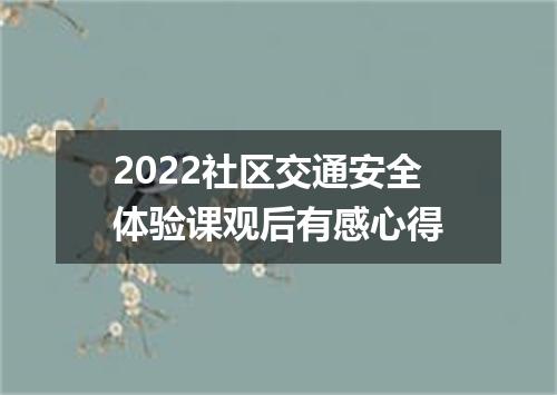 2022社区交通安全体验课观后有感心得