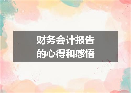 财务会计报告的心得和感悟