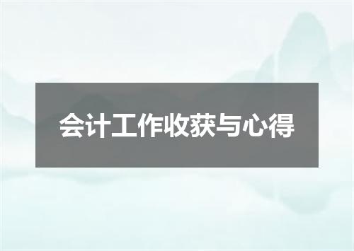 会计工作收获与心得