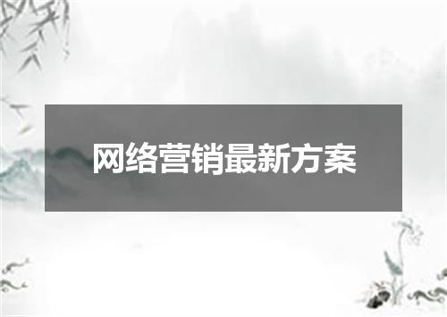 网络营销最新方案