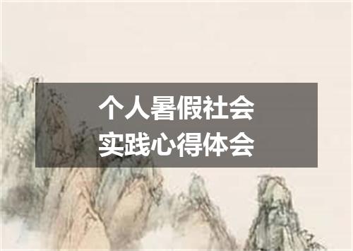 个人暑假社会实践心得体会