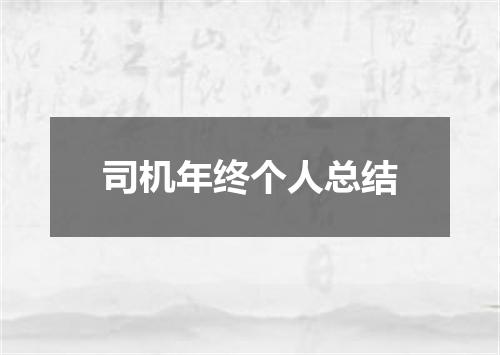司机年终个人总结