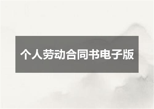 个人劳动合同书电子版