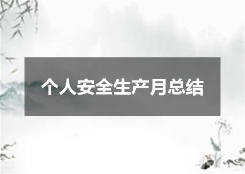 个人安全生产月总结