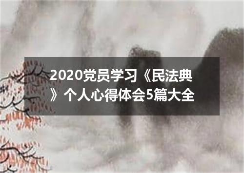 2020党员学习《民法典》个人心得体会5篇大全