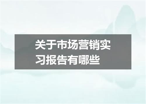 关于市场营销实习报告有哪些