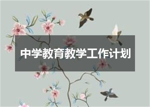 中学教育教学工作计划