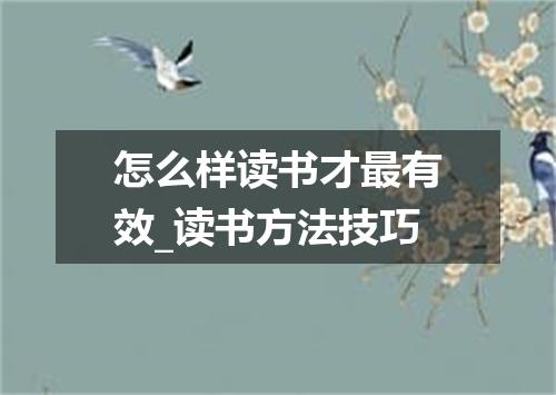 怎么样读书才最有效_读书方法技巧