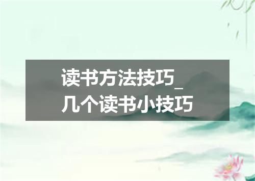 读书方法技巧_几个读书小技巧