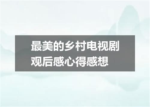 最美的乡村电视剧观后感心得感想