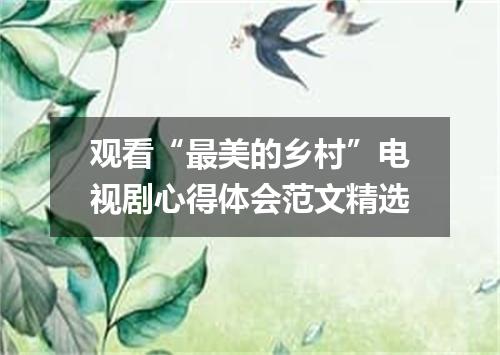 观看“最美的乡村”电视剧心得体会范文精选