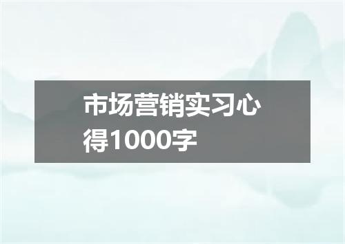 市场营销实习心得1000字