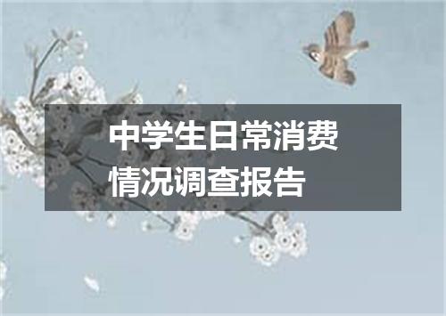 中学生日常消费情况调查报告