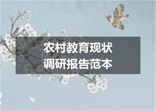 农村教育现状调研报告范本