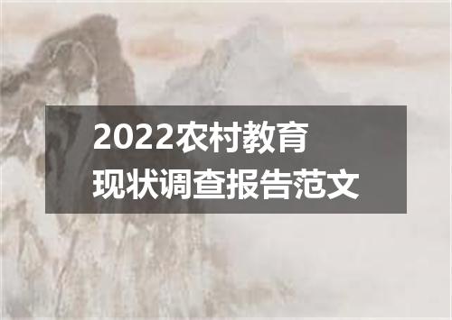 2022农村教育现状调查报告范文