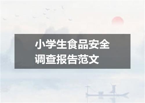 小学生食品安全调查报告范文
