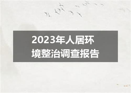 2023年人居环境整治调查报告