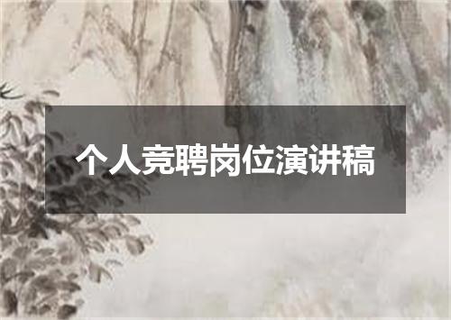 个人竞聘岗位演讲稿