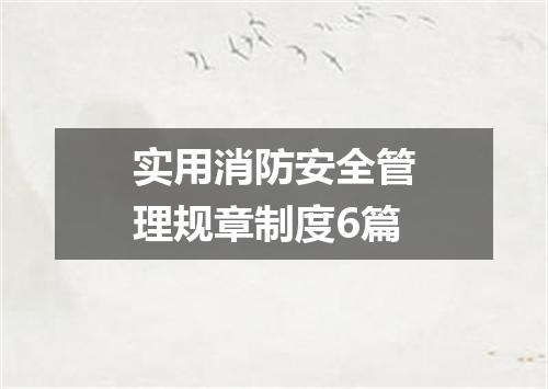 实用消防安全管理规章制度6篇