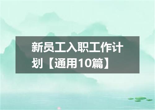 新员工入职工作计划【通用10篇】