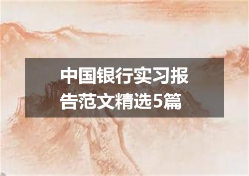 中国银行实习报告范文精选5篇