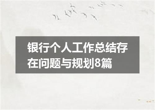 银行个人工作总结存在问题与规划8篇