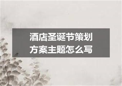 酒店圣诞节策划方案主题怎么写