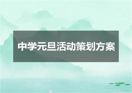 中学元旦活动策划方案