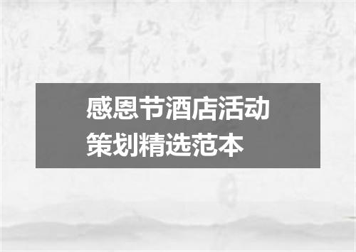 感恩节酒店活动策划精选范本