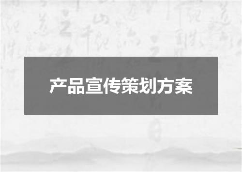 产品宣传策划方案