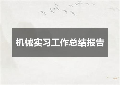 机械实习工作总结报告
