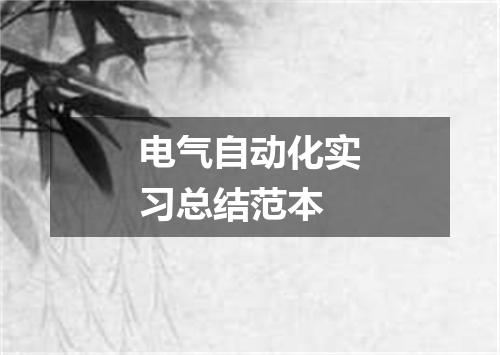 电气自动化实习总结范本