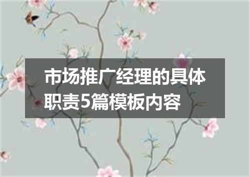 市场推广经理的具体职责5篇模板内容