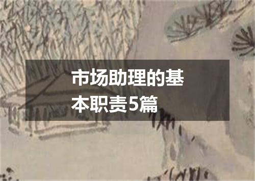 市场助理的基本职责5篇