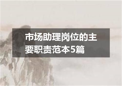 市场助理岗位的主要职责范本5篇