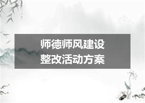 师德师风建设整改活动方案