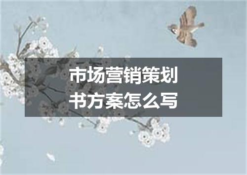 市场营销策划书方案怎么写