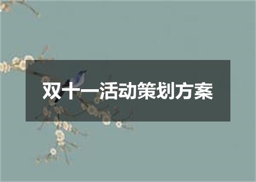 双十一活动策划方案