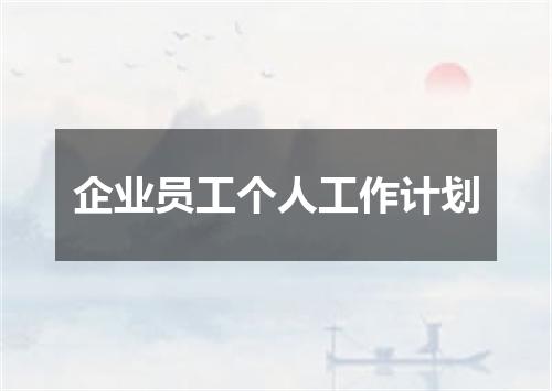 企业员工个人工作计划
