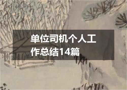 单位司机个人工作总结14篇